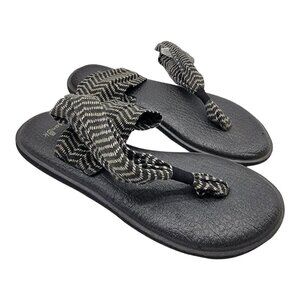 Sanuk Sling Flip Flop Sandal SWS10535 Size 9 Black Gray Tan